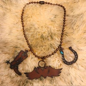 Copper necklace with 3 western charms